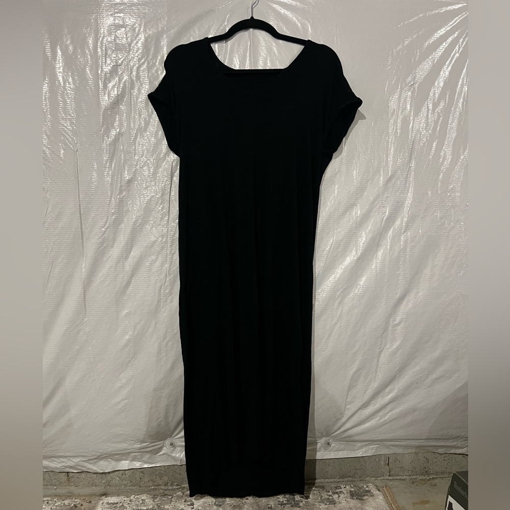 Eileen Fisher Black Short Sleeve T-Shirt Dress Size Small